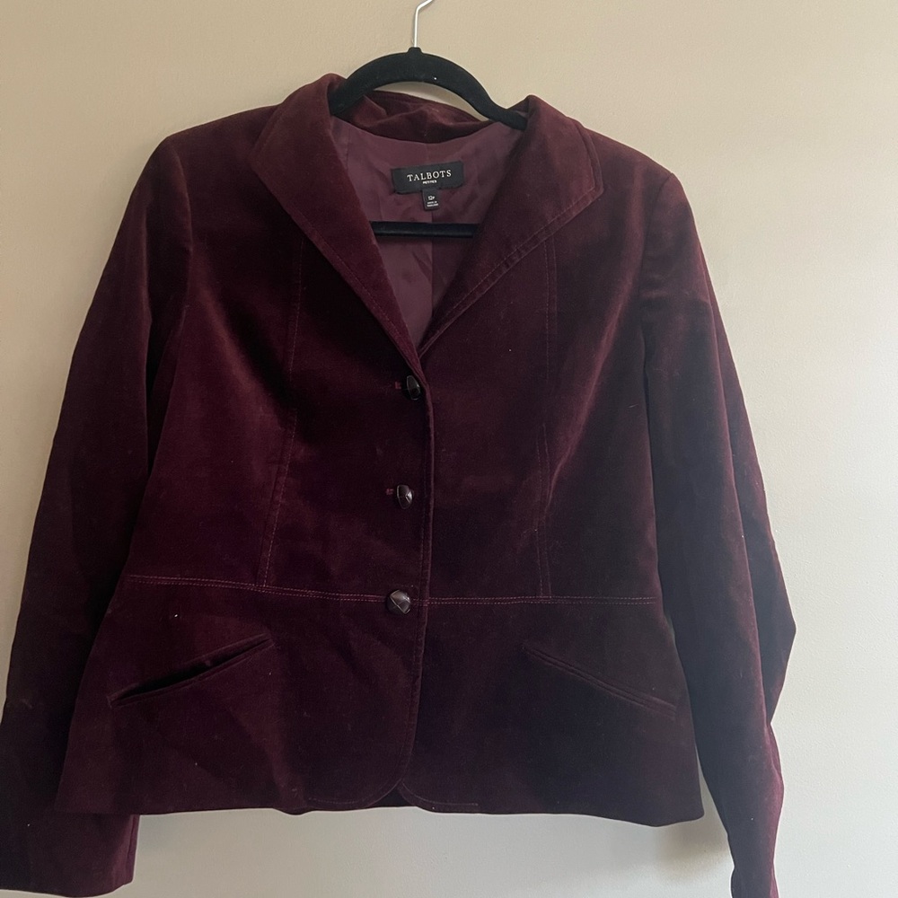 Talbots Rich Burgundy Velvet Blazer